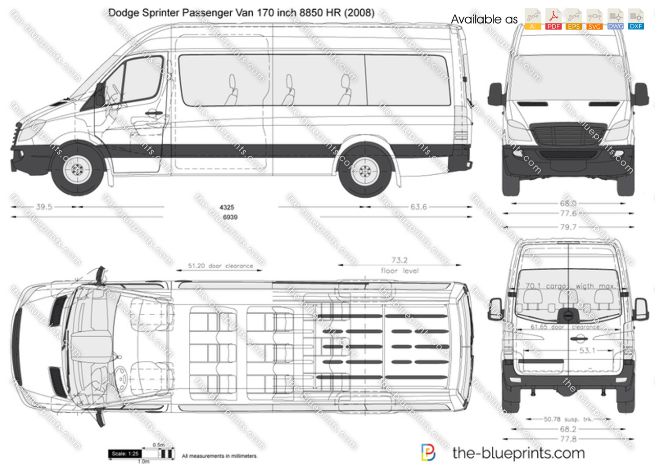Dodge Sprinter Passenger Van 170 Inch 8850 Hr Vector Drawing
