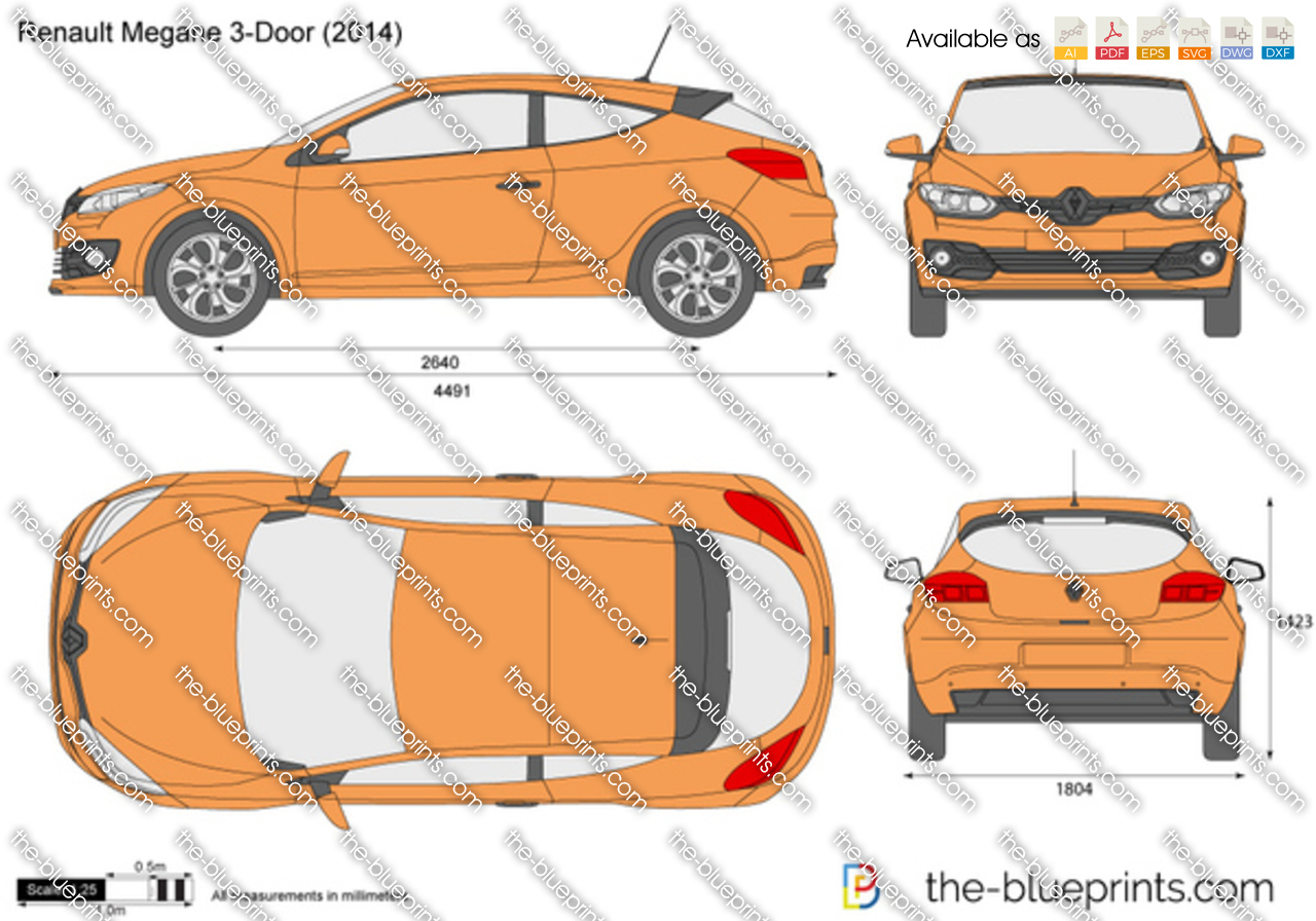 Renault Megane 3-Door vector drawing