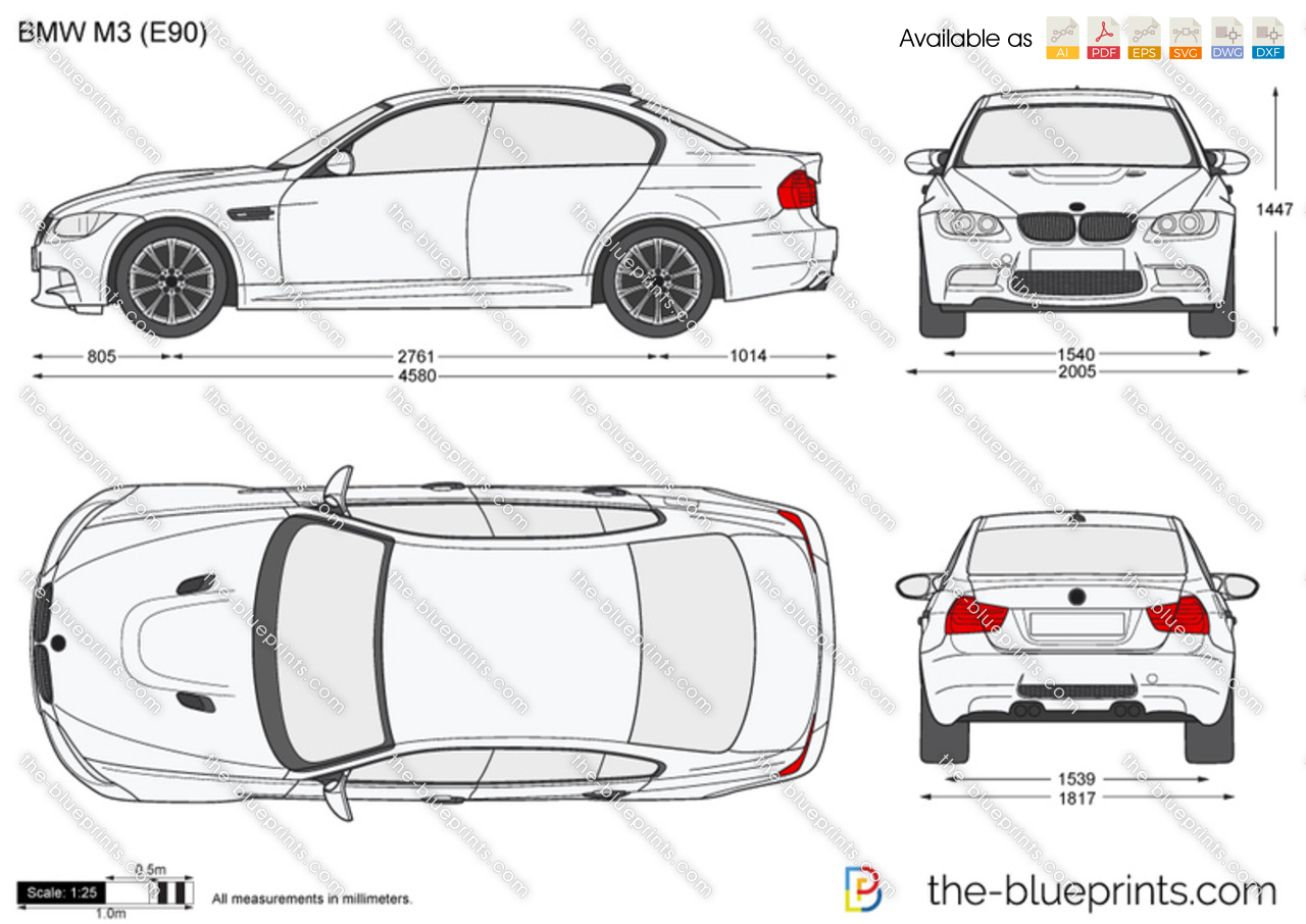 BMW M3 E90 vector drawing