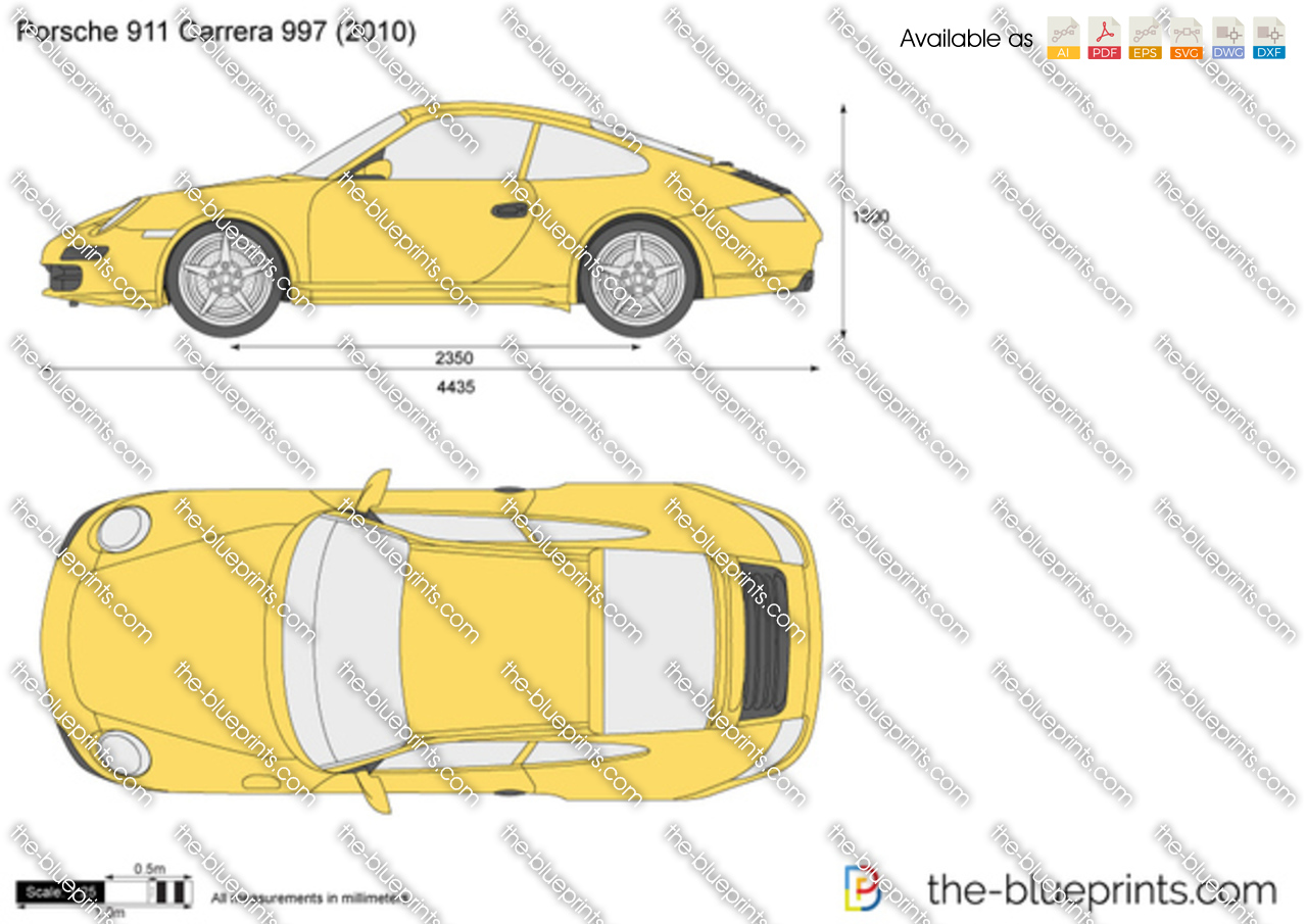 Porsche 911 Carrera 997 vector drawing