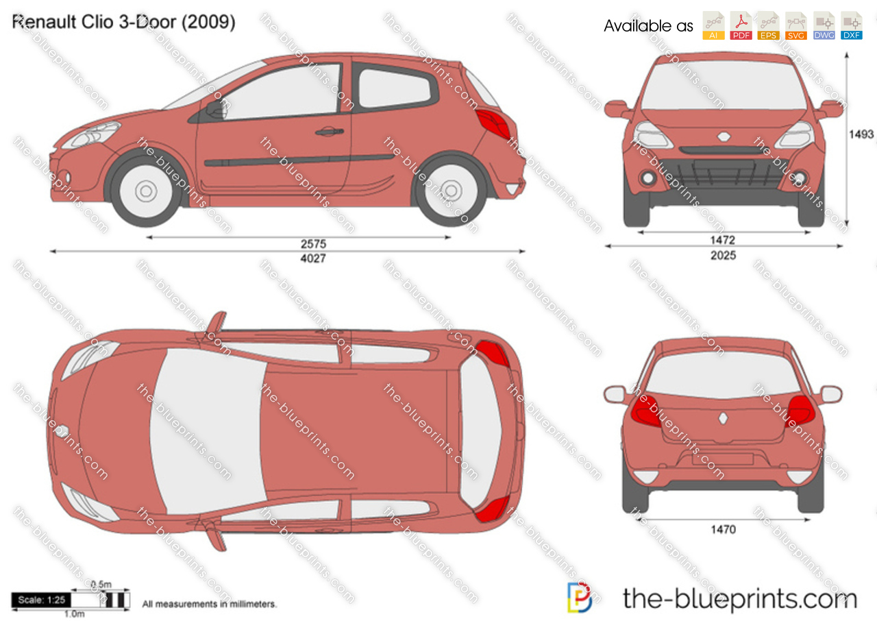 Renault Clio 3-Door vector drawing