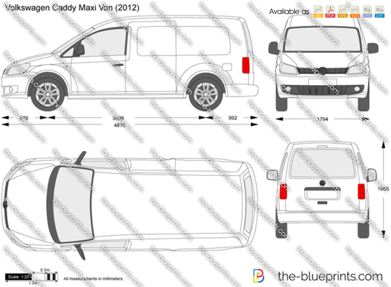 Volkswagen Caddy Maxi Van Vector Drawing