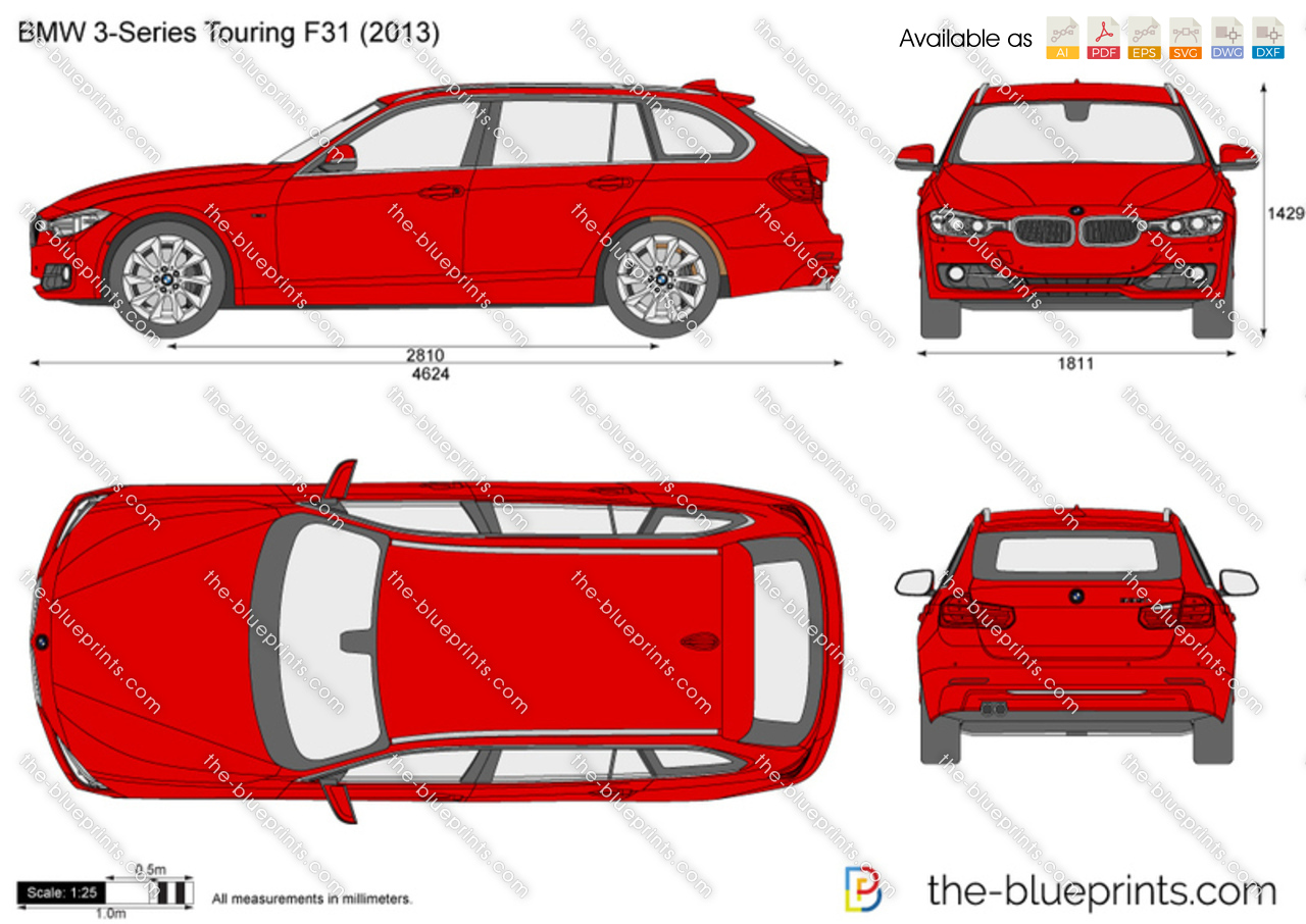 BMW 3-Series Touring F31 vector drawing