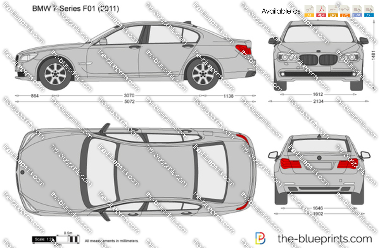 BMW 7-Series F01 vector drawing