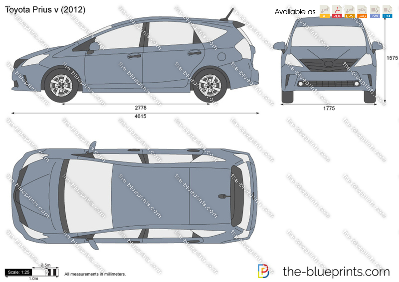 Toyota Prius V Vector Drawing