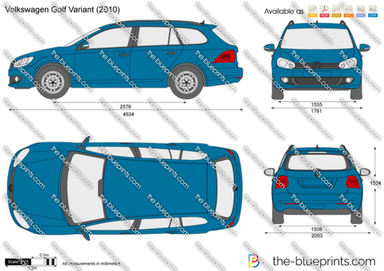 Volkswagen Golf Variant vector drawing