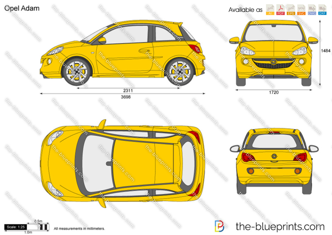 Opel Adam 2012-2019 Dimensions Side View