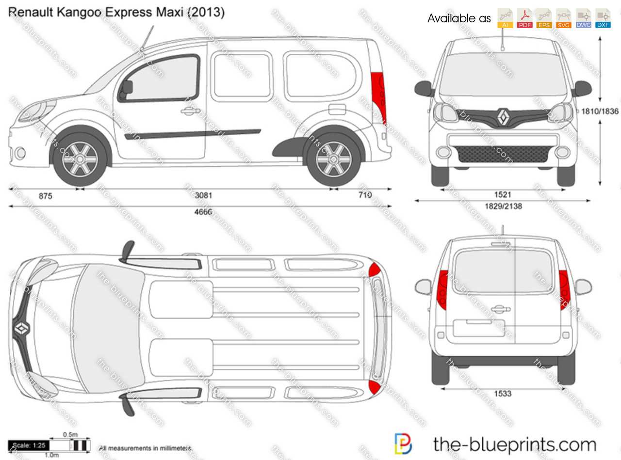 Renault Kangoo Express Maxi Vector Drawing
