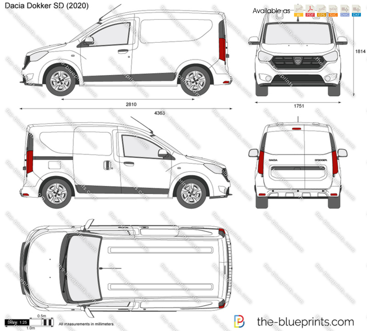Dacia Dokker Van vector drawing