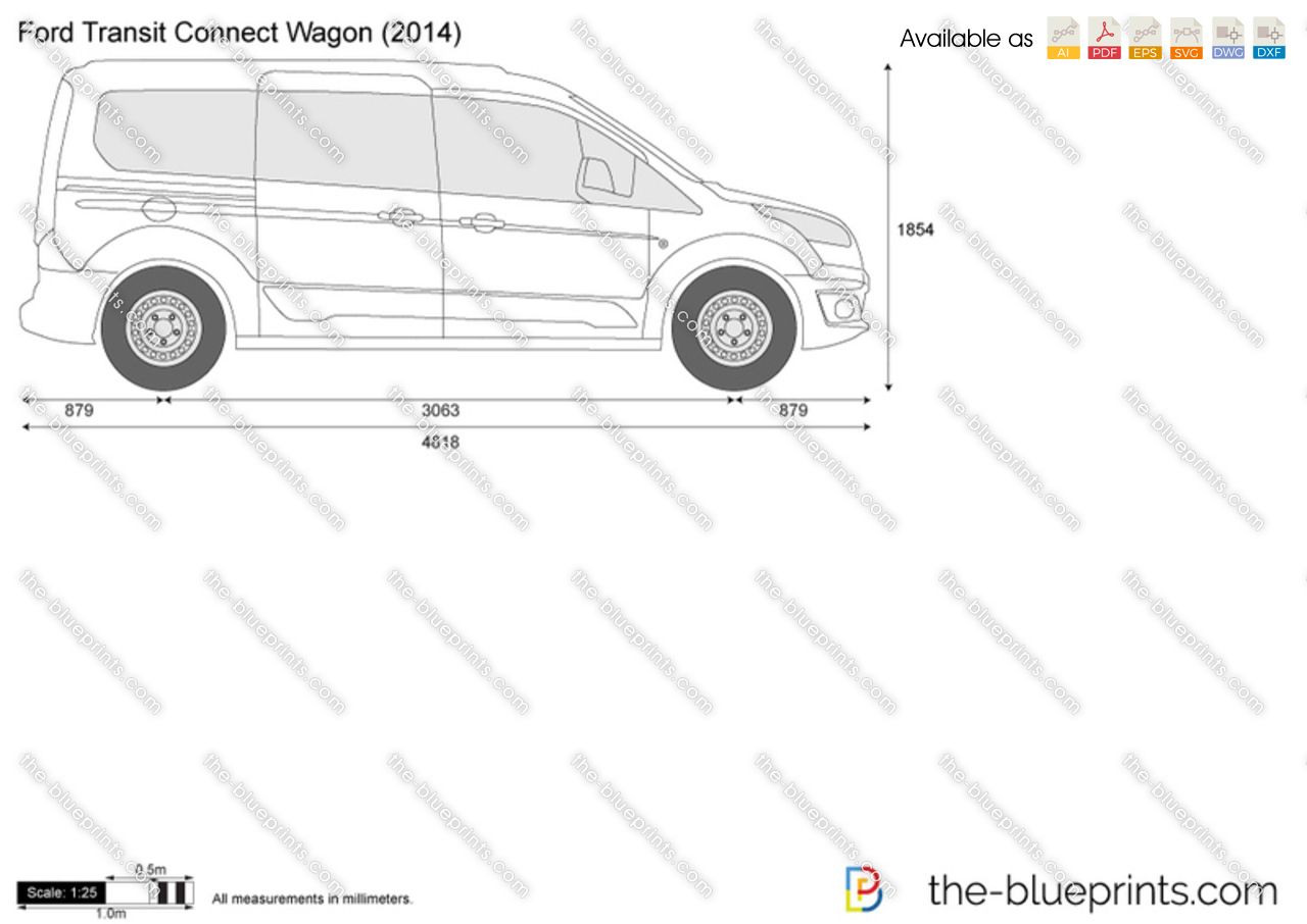 Ford Transit Connect Wagon Vector Drawing