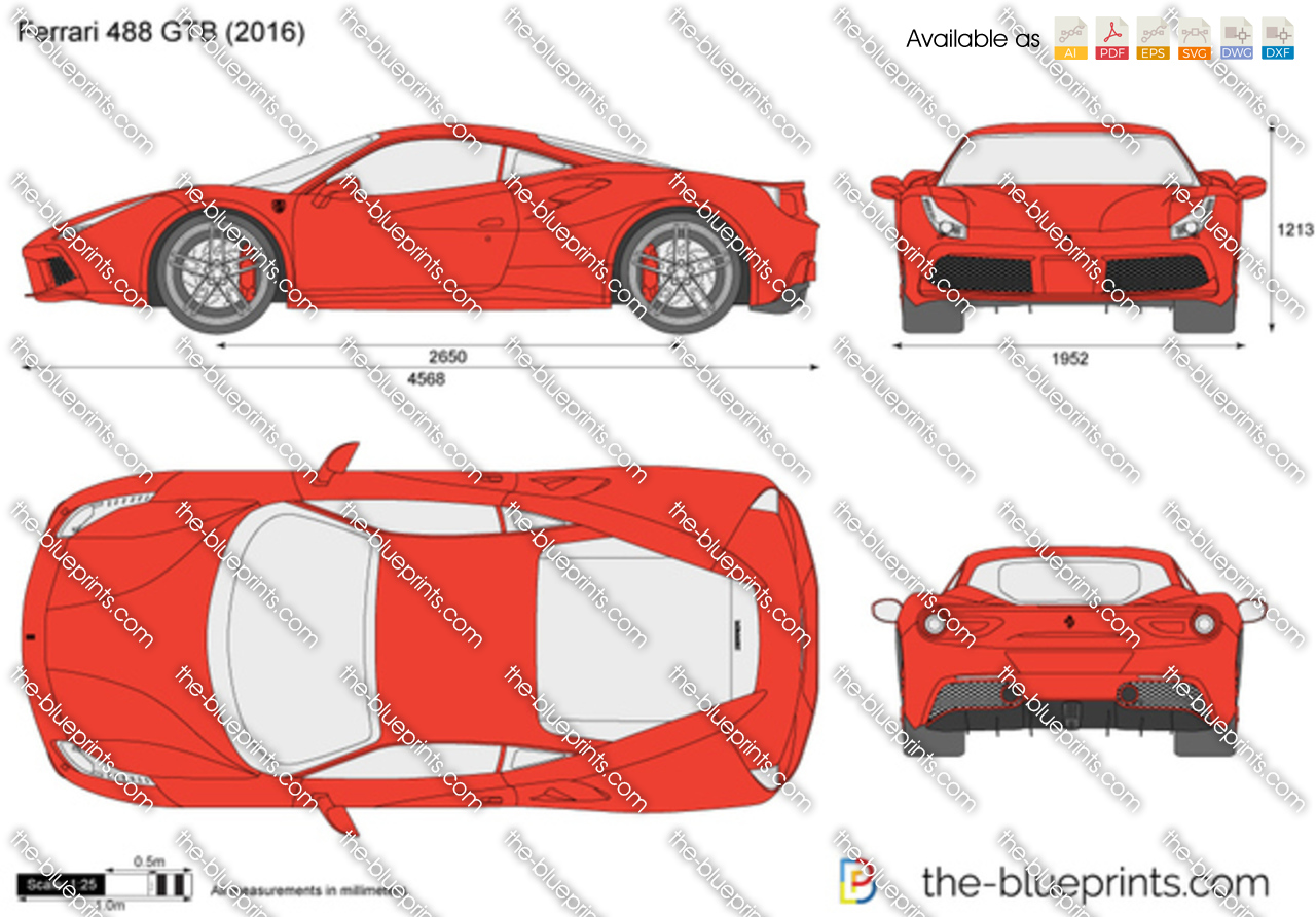 Ferrari 488 Gtb Vector Drawing