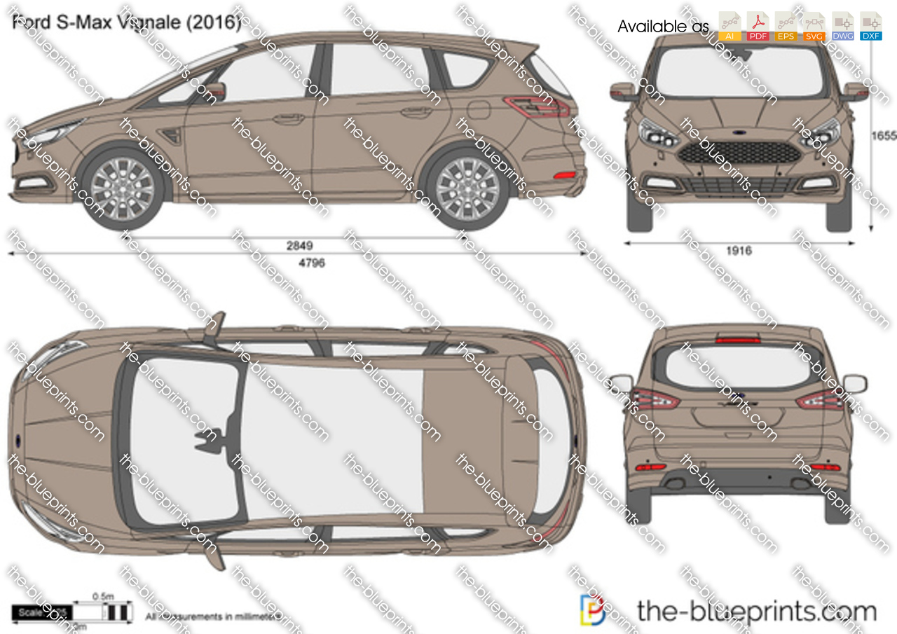 Ford S Max Vignale Vector Drawing