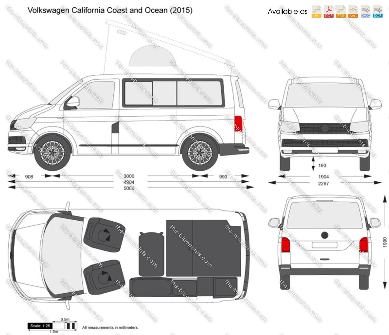 komprimeret Sult Gør det godt Volkswagen California Coast and Ocean vector drawing
