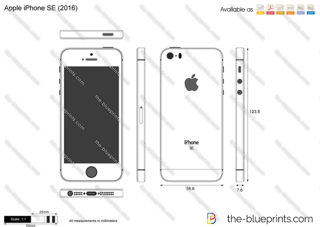 Apple iPhone SE vector drawing1280 x 905