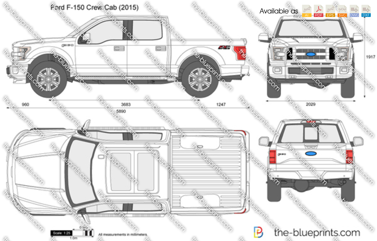 Ford F 150 Crew Cab Vector Drawing