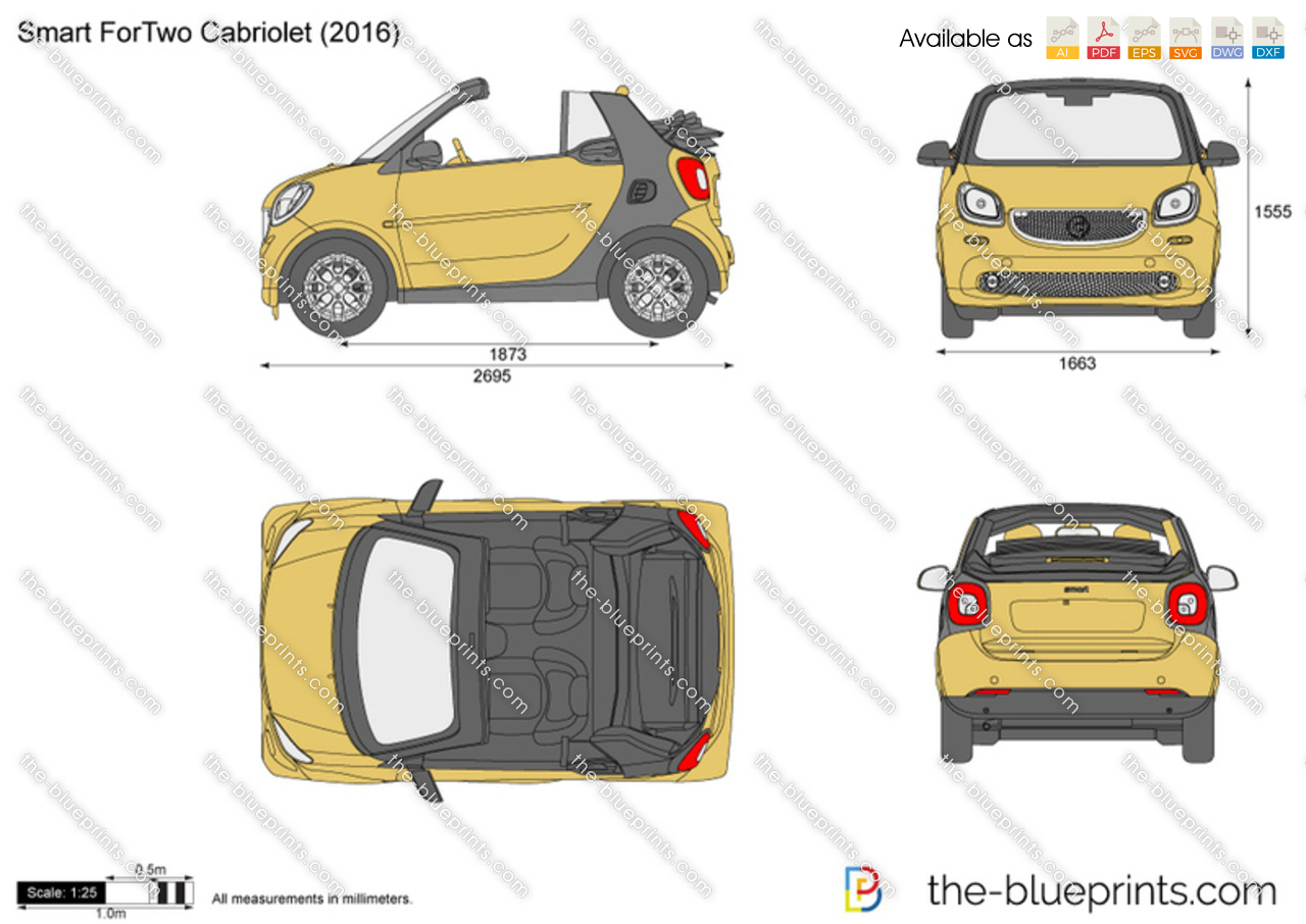 Smart ForTwo Cabrio (Model 450) vector drawing