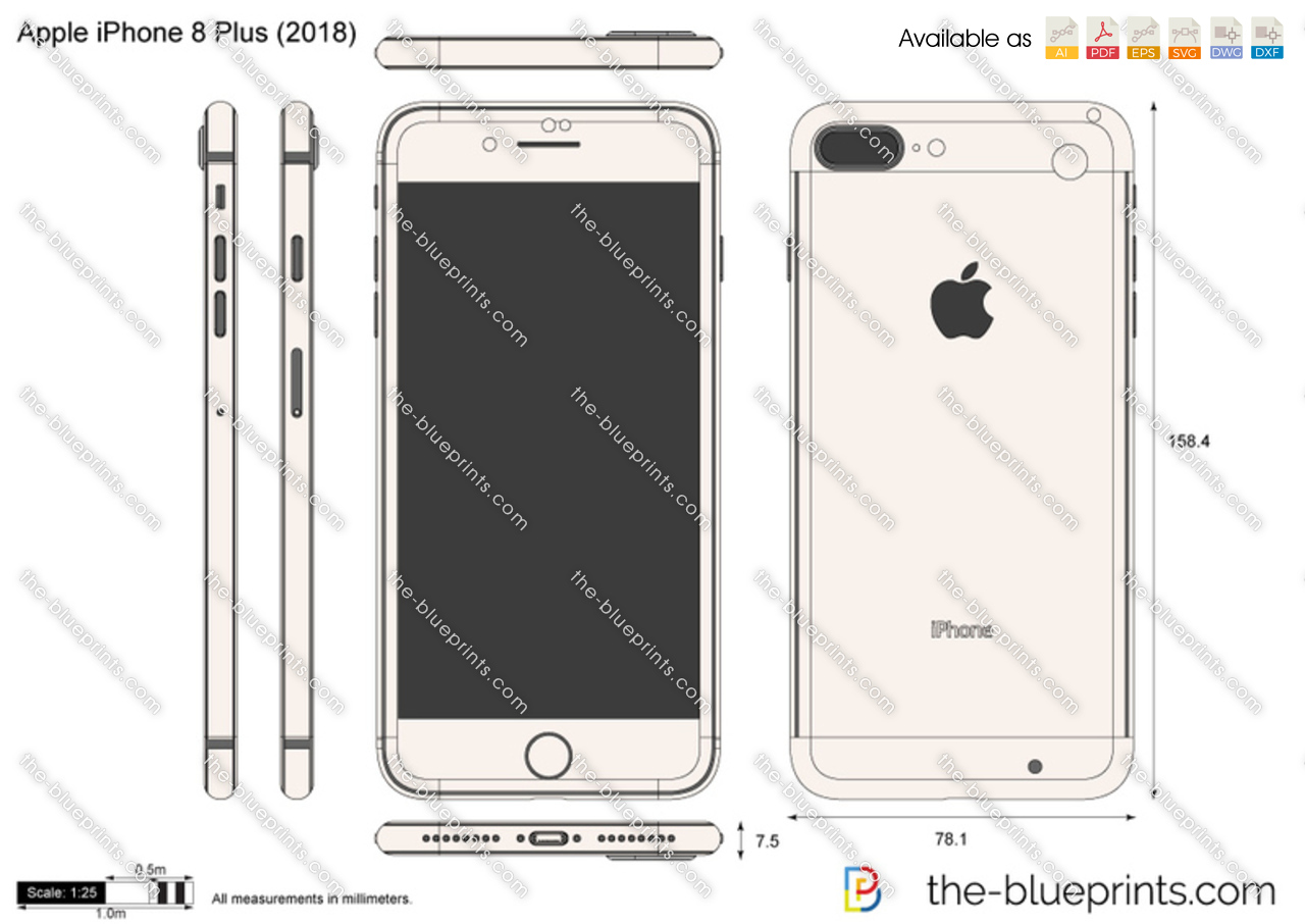 Apple iPhone 8 Plus (11th Gen) Dimensions & Drawings