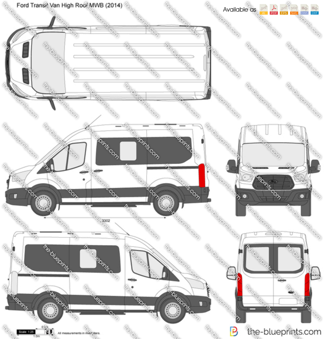 Possession bid lonely Ford Transit Van High Roof MWB vector drawing
