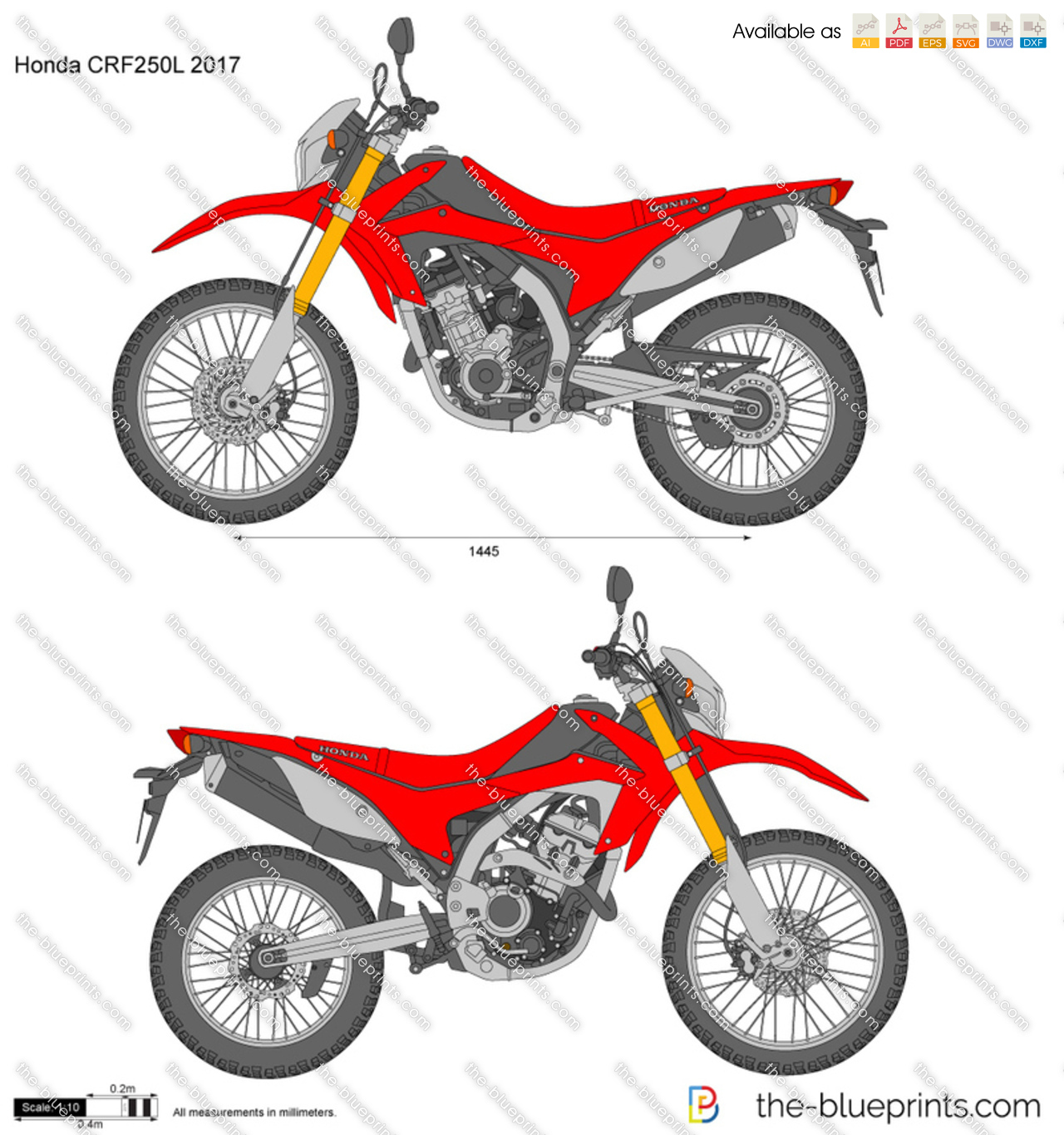 Honda Crf250l Vector Drawing