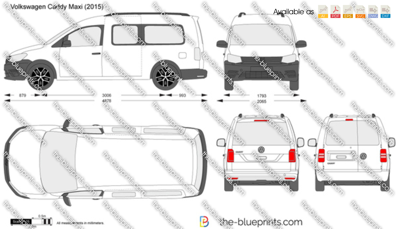 Volkswagen Caddy Maxi Vector Drawing