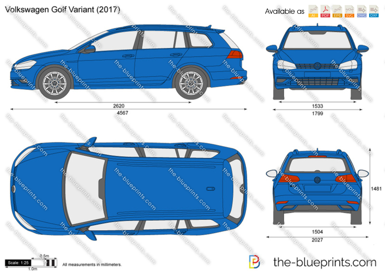 Volkswagen Golf Variant VII vector drawing