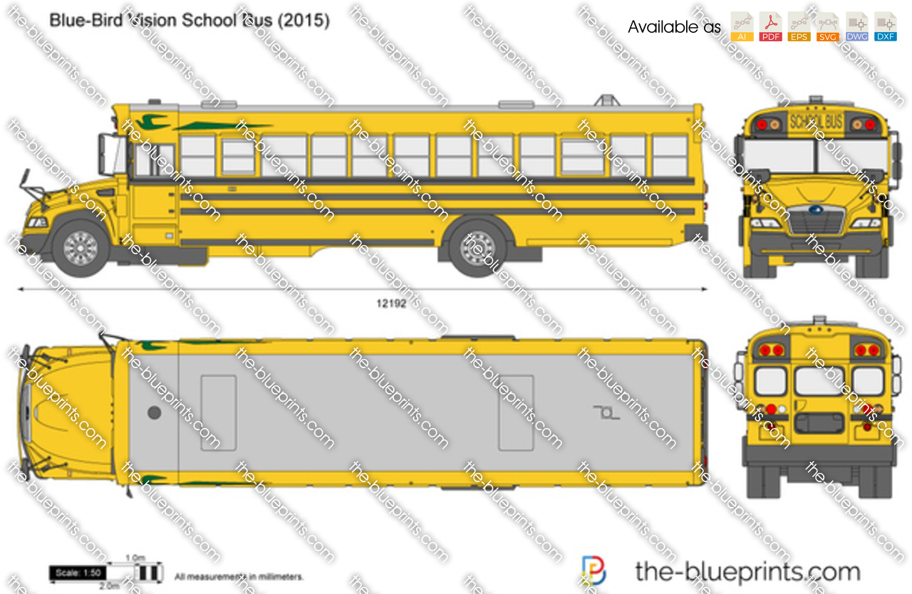 Blue Bird Vision School Bus Vector Drawing