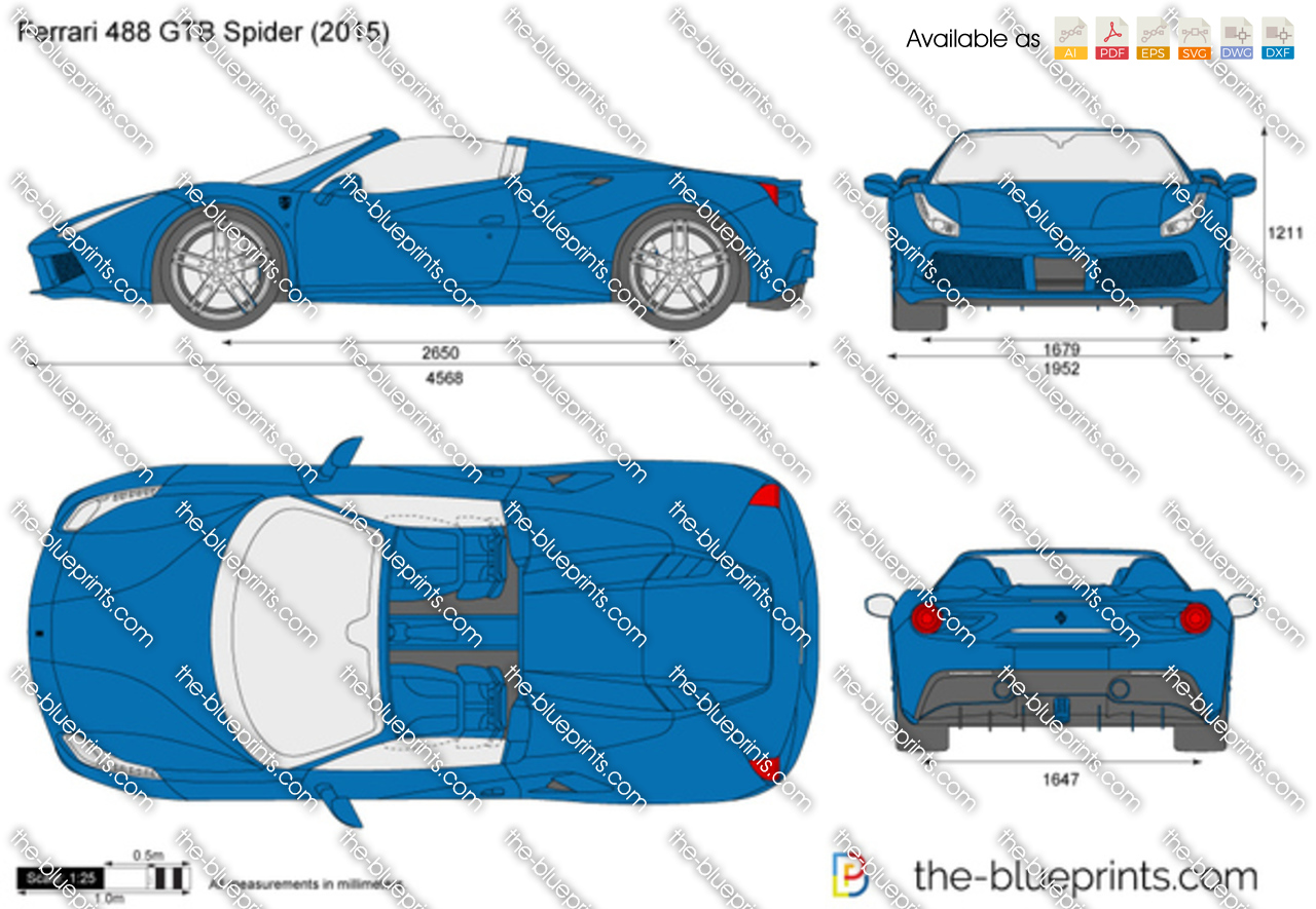 Ferrari 488 Gtb Spider Vector Drawing