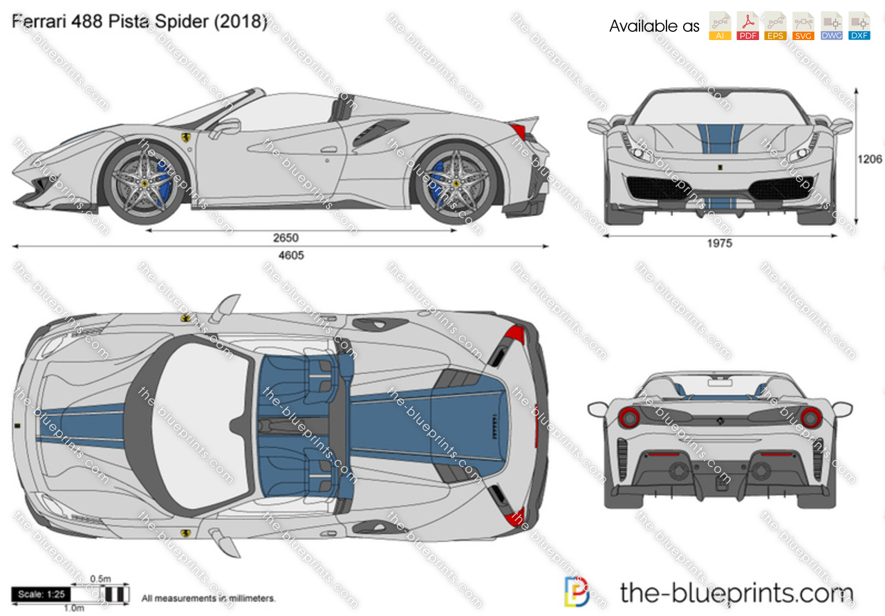 Ferrari 488 Pista Spider Vector Drawing