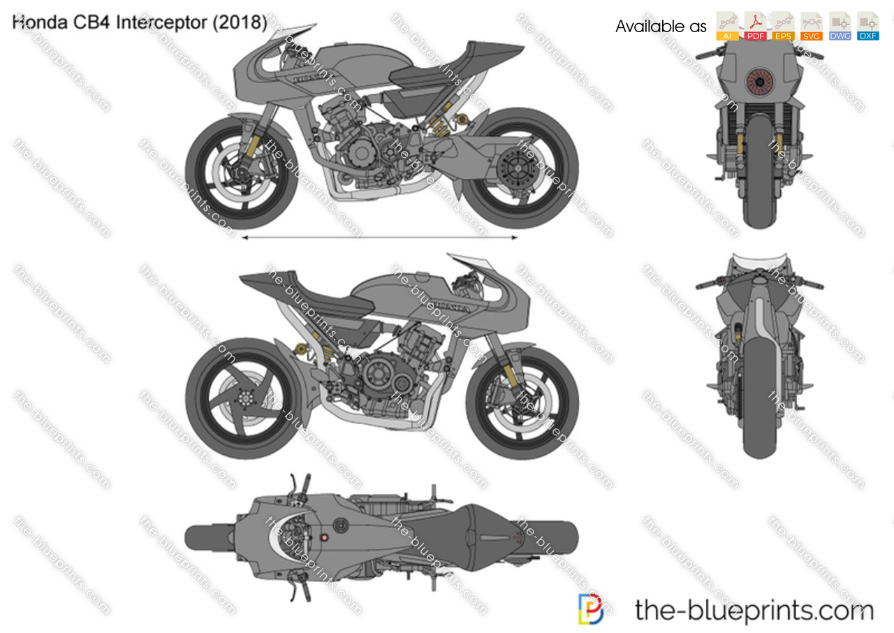 Honda Cb4 Interceptor Vector Drawing