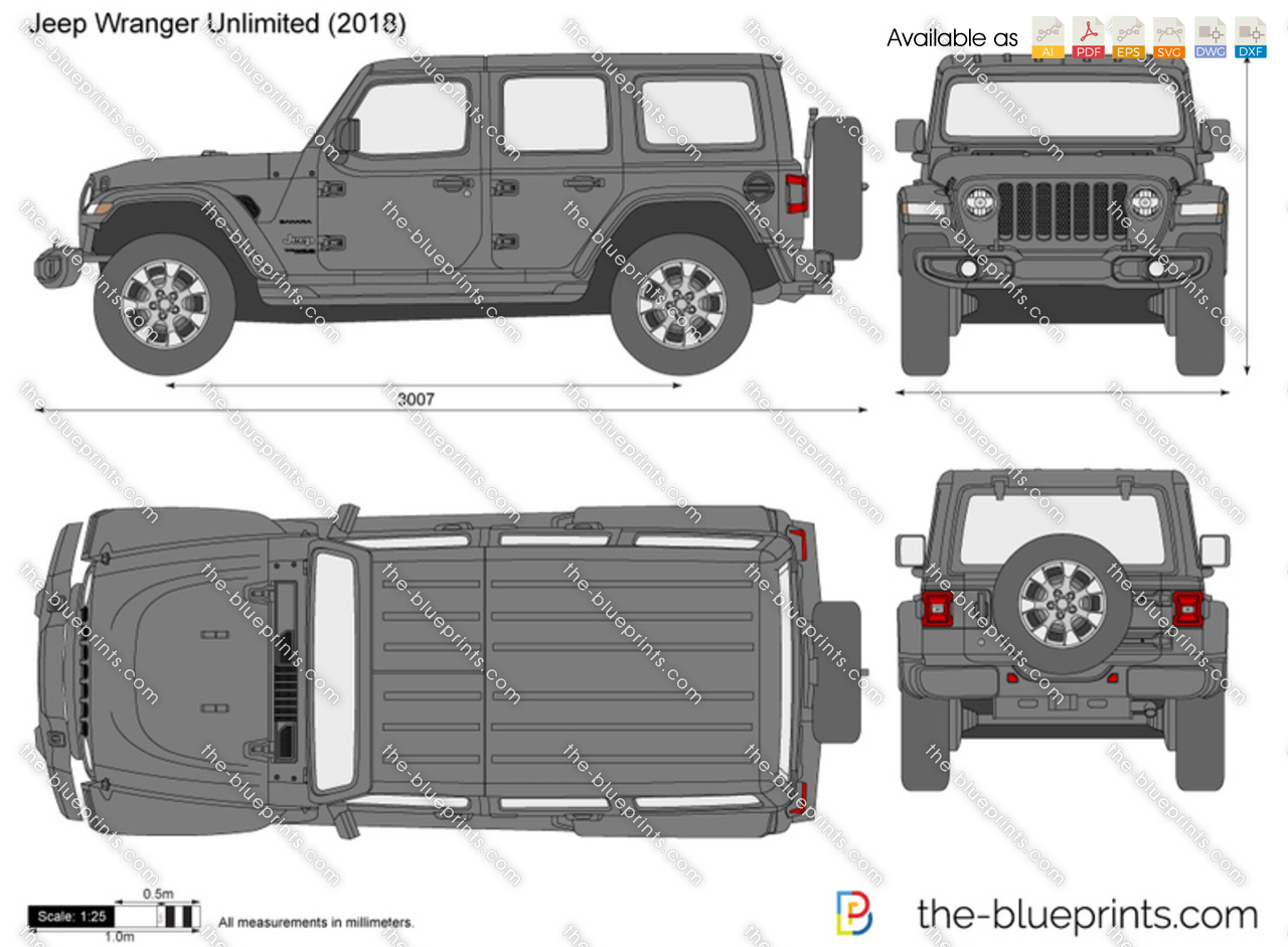 Jeep Wrangler Unlimited JL vector drawing