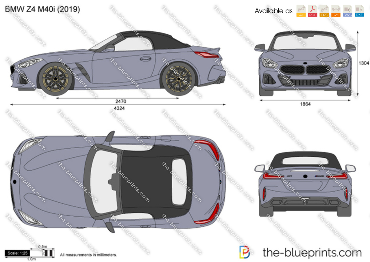BMW Z4 M40i G26 vector drawing