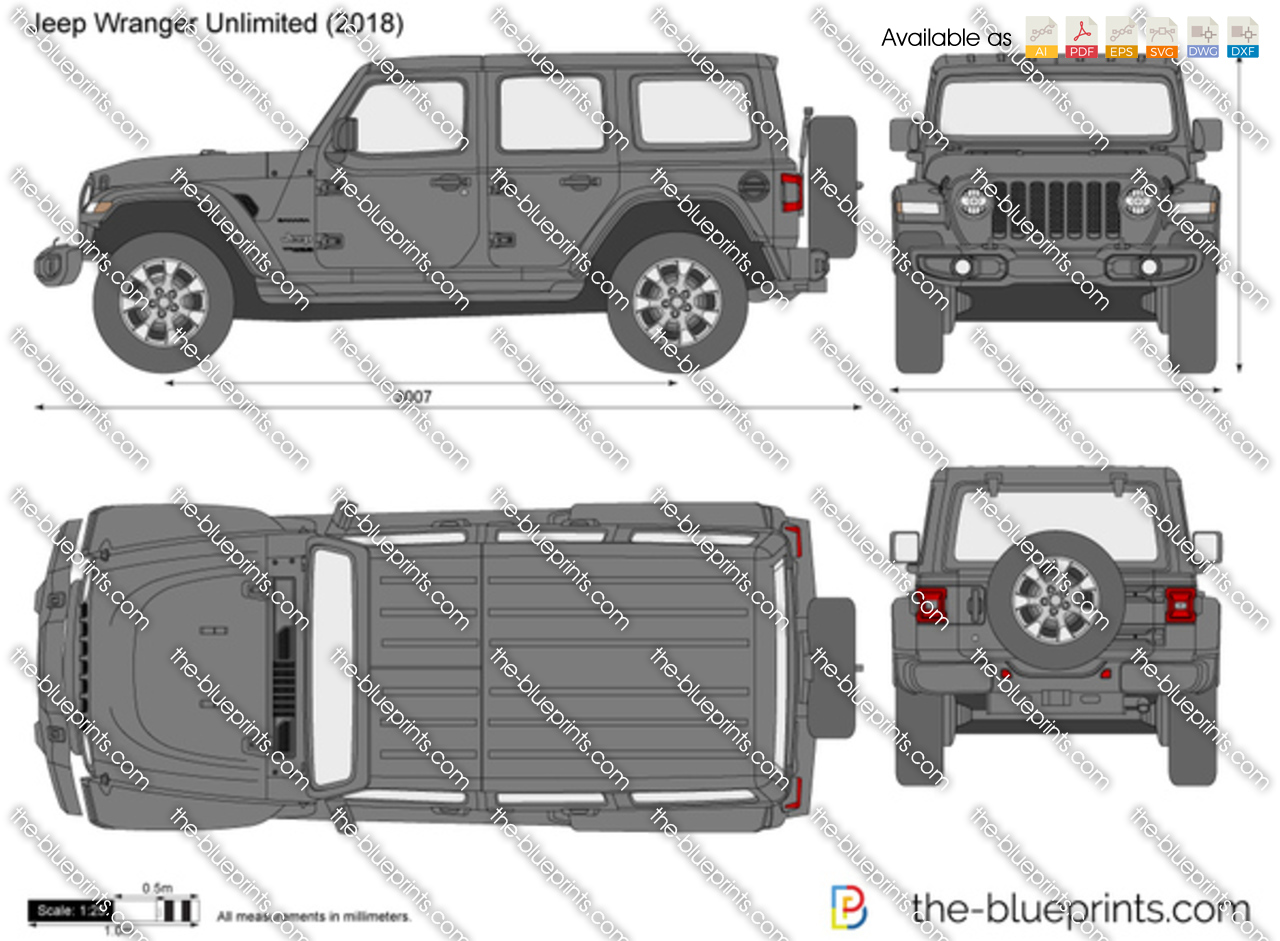 Jeep Wrangler Unlimited JL vector drawing