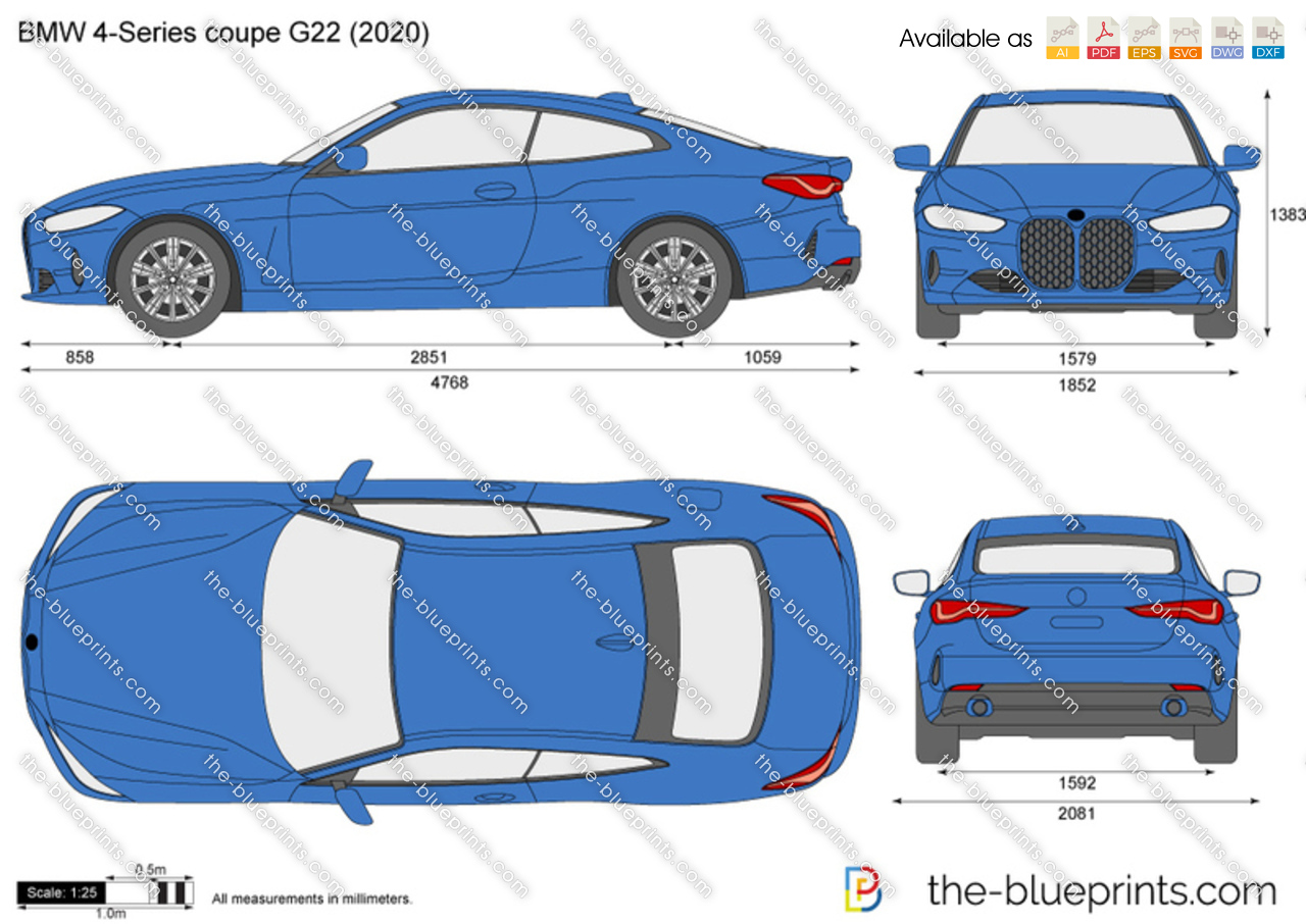 BMW 4-Series coupe G22 vector drawing