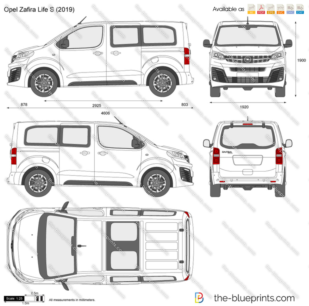 2016 Opel Zafira car blueprint