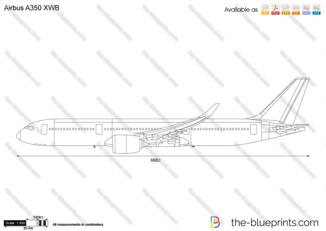 Airbus A350 XWB vector drawing1280 x 905