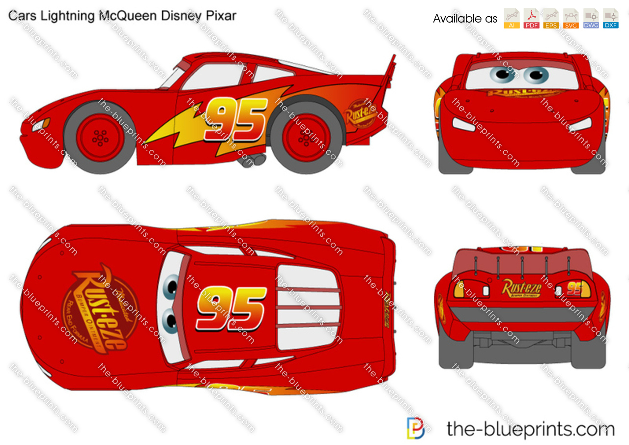 Cars Lightning McQueen Disney Pixar vector drawing