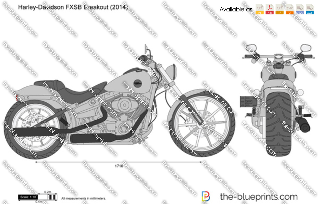 Harley Davidson Fxsb Breakout Vector Drawing