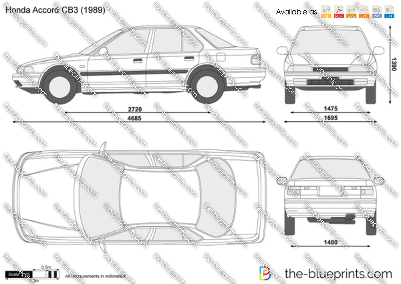 Honda Accord Cb3 Vector Drawing