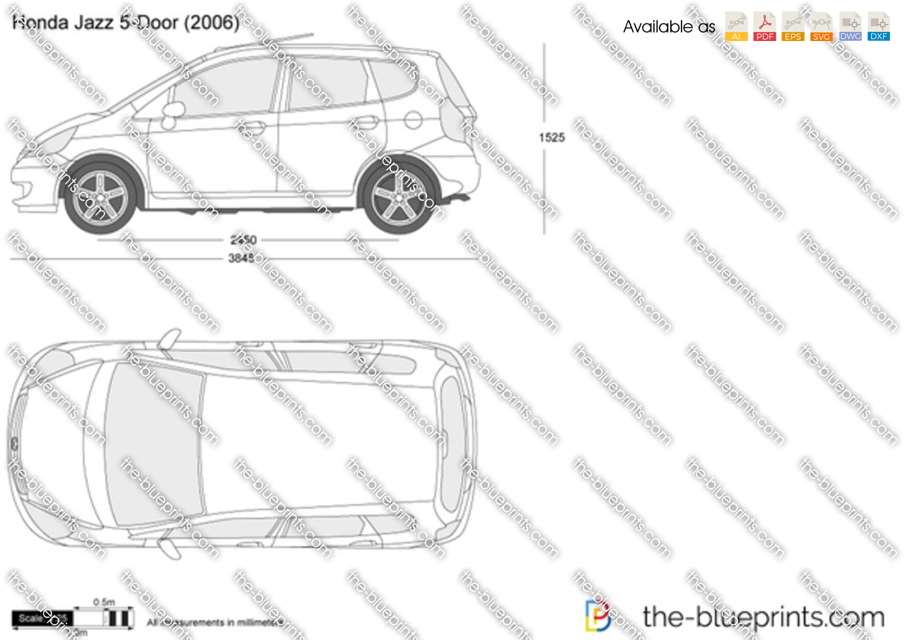  Honda  Jazz  5 Door vector  drawing