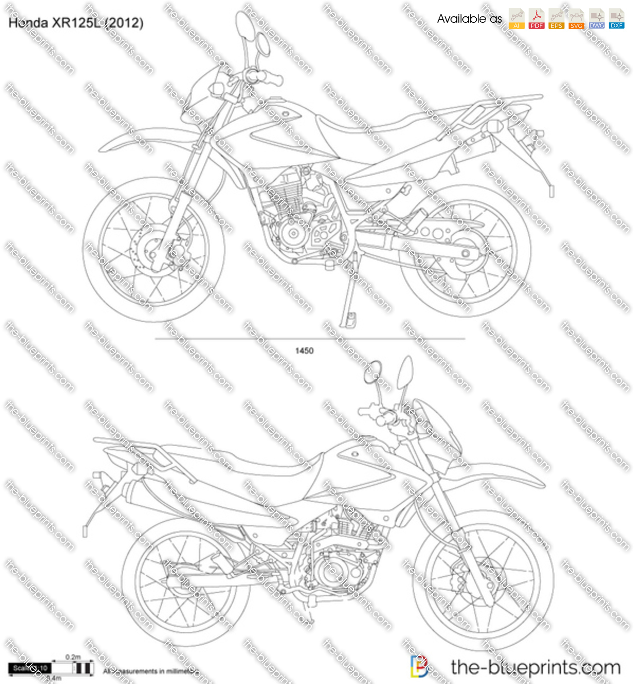 Honda Xr125l Vector Drawing