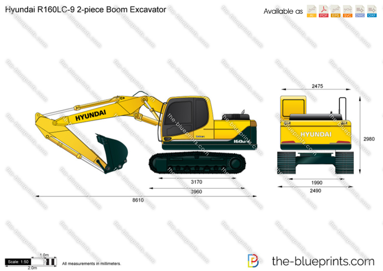 Hyundai R160LC-9 2-piece Boom Excavator