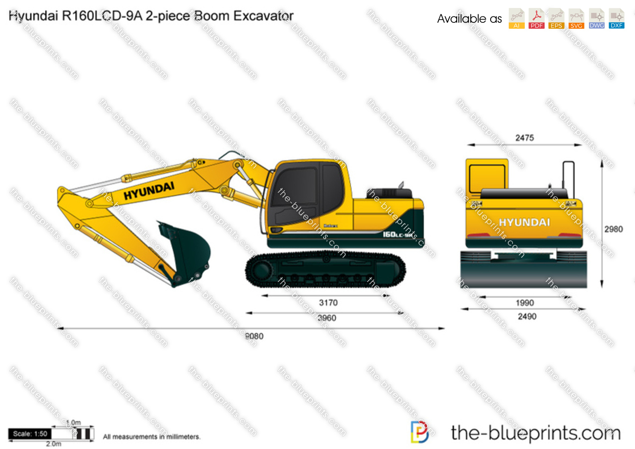 Hyundai R160LCD-9A 2-piece Boom Excavator