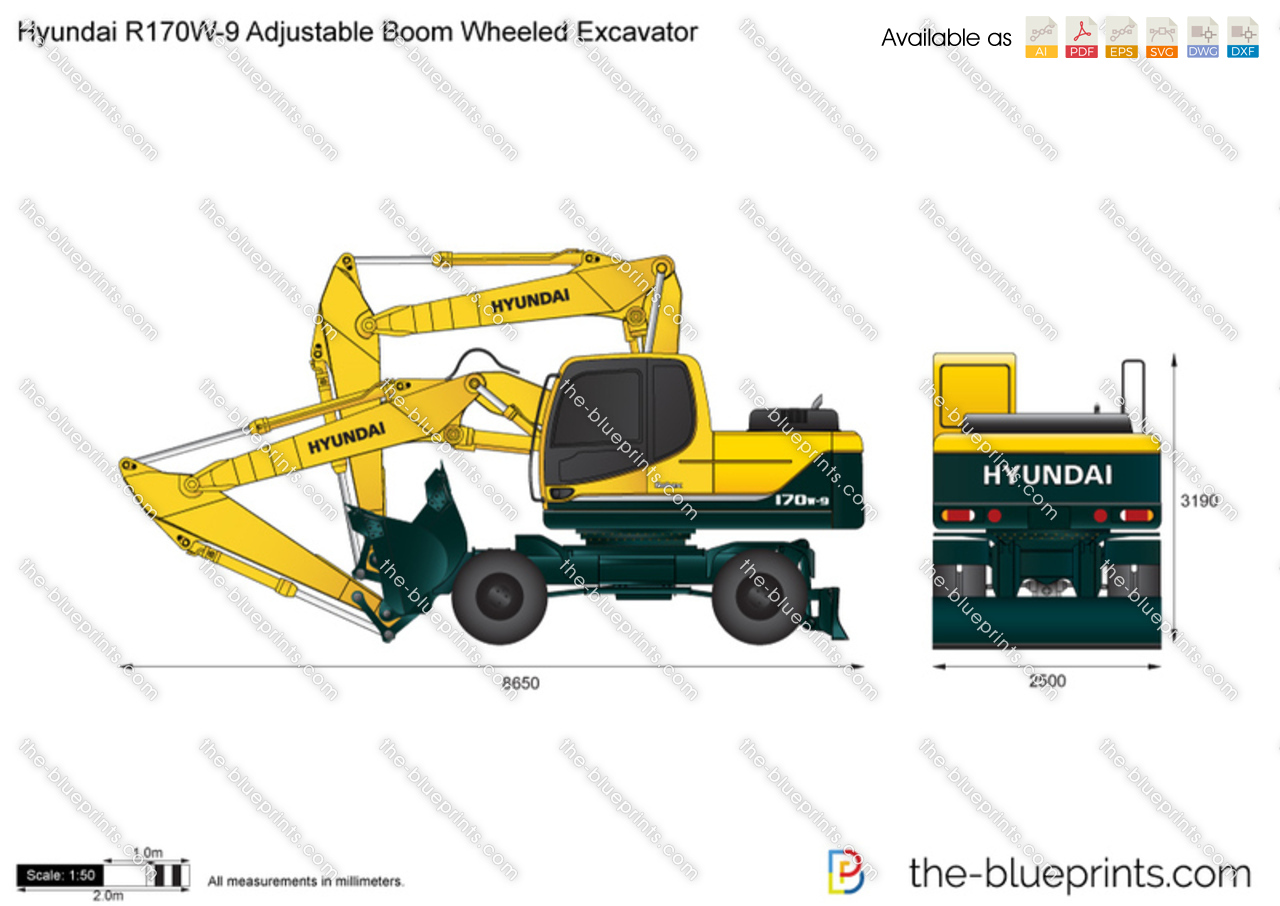 Hyundai R170W-9 Adjustable Boom Wheeled Excavator