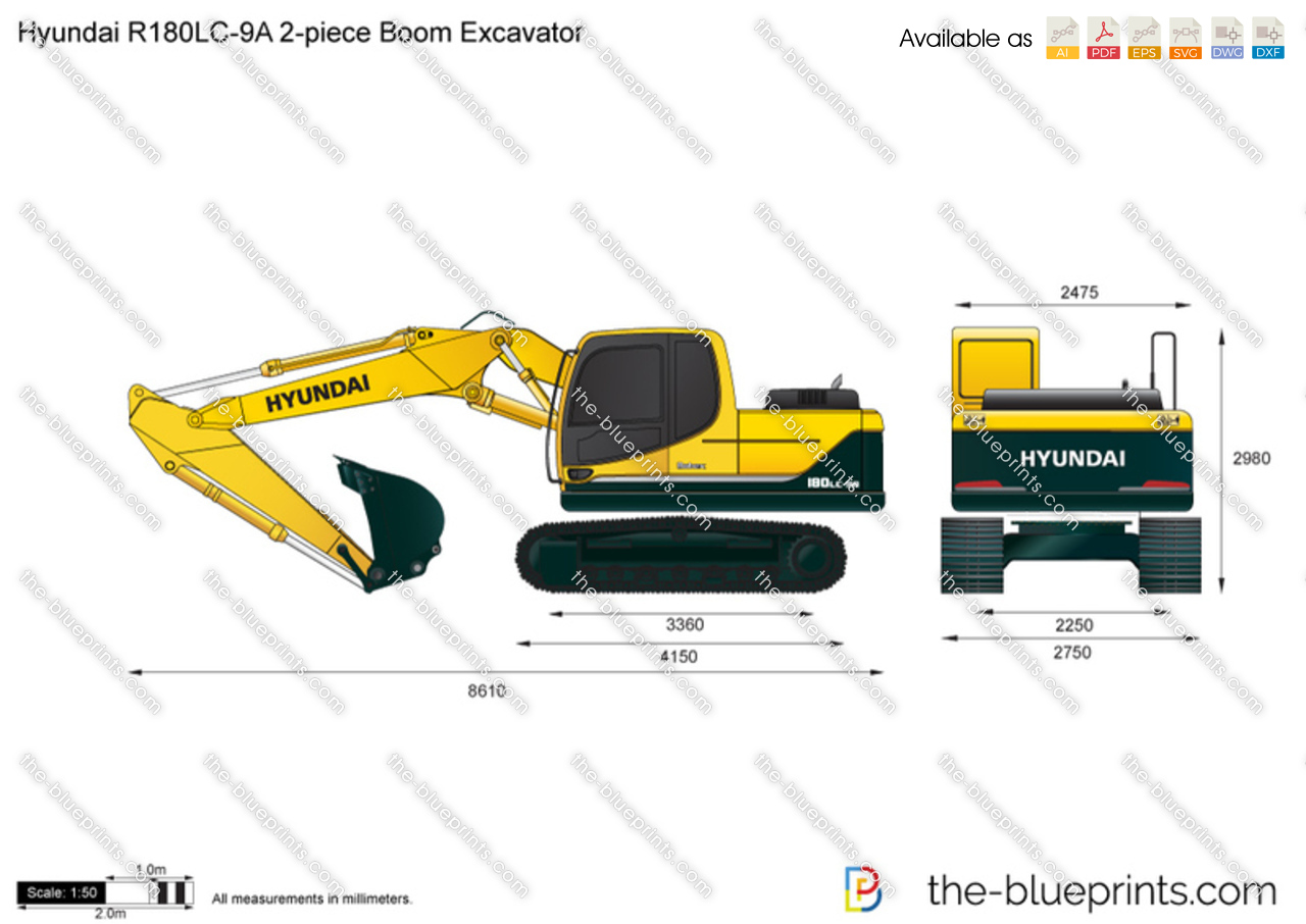 Hyundai R180LC-9A 2-piece Boom Excavator