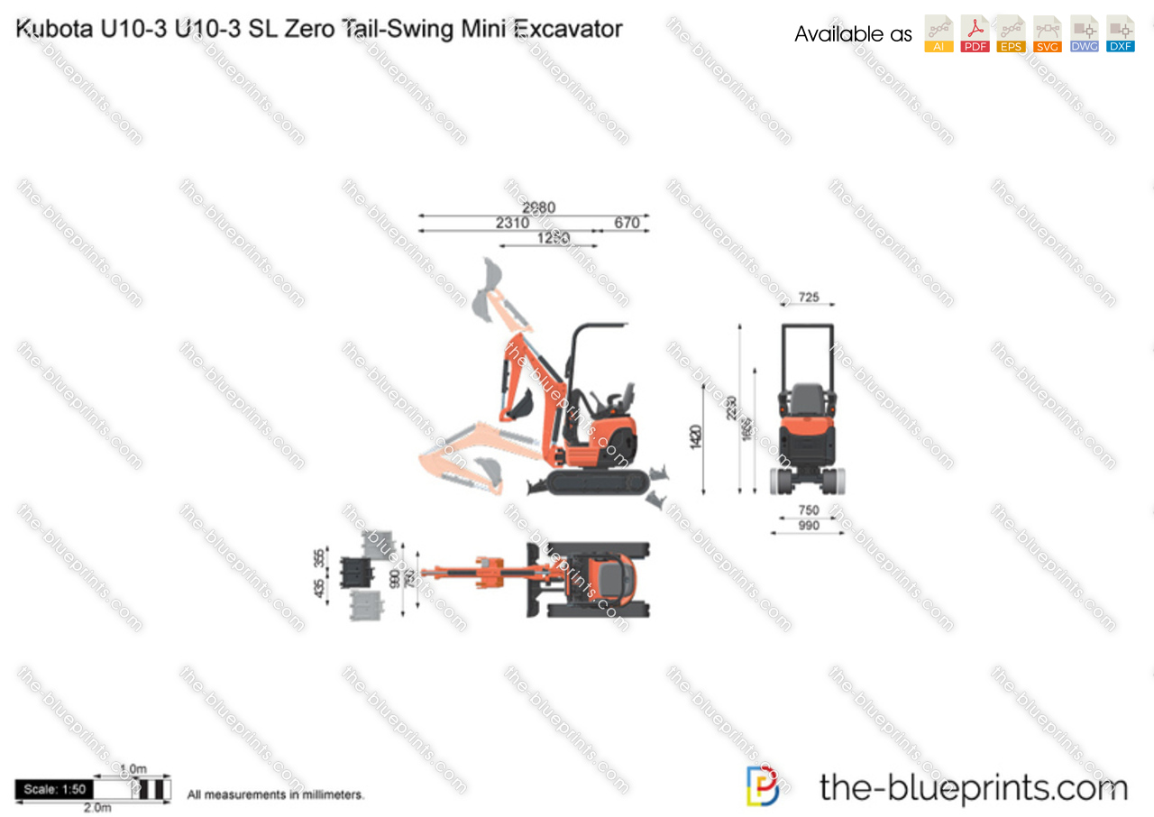 Kubota U10-3 U10-3 SL Zero Tail-Swing Mini Excavator