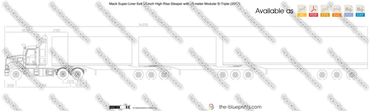 Mack Super-Liner 6x4 36-inch High Rise Sleeper with 35 meter Modular B-Triple
