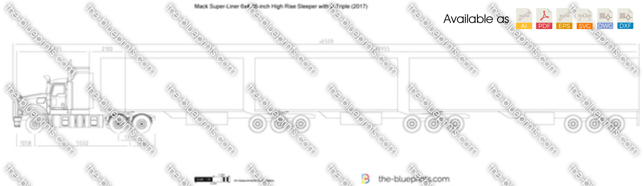 Mack Super-Liner 6x4 36-inch High Rise Sleeper with B-Triple