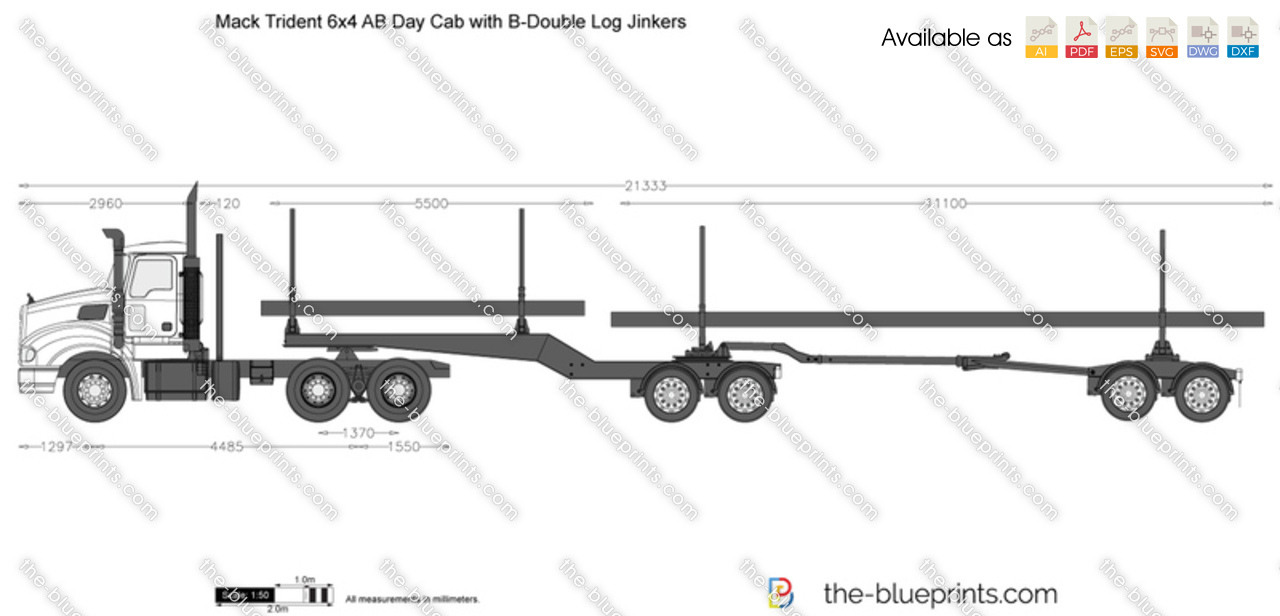 Mack Trident 6x4 AB Day Cab with B-Double Log Jinkers