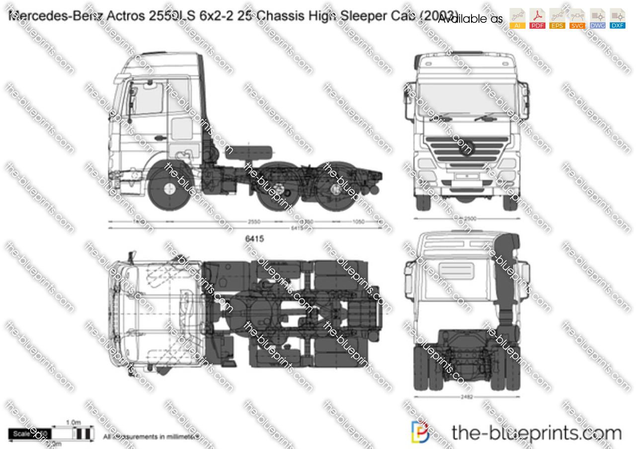 Mercedes-Benz Actros 2550LS 6x2-2 25 Chassis High Sleeper Cab