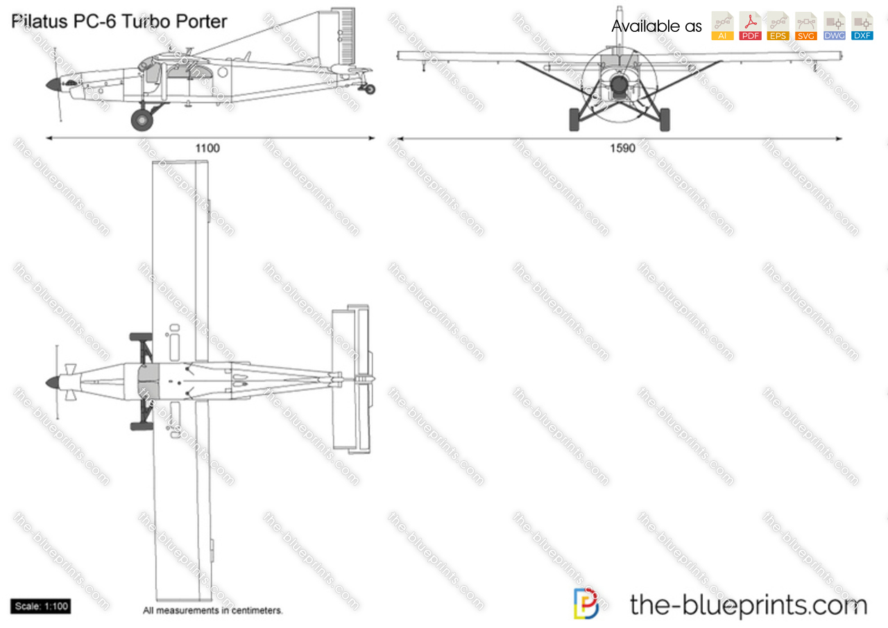 Pilatus Pc 6 Turbo Porter Vector Drawing